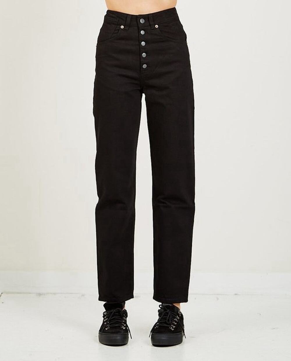 Decade Studio Bonnie Jeans Black Cotton High Waist Relaxed Straight Fit Size 30